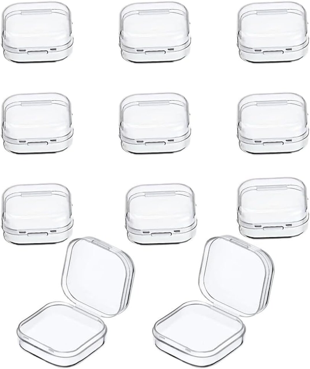 10 Pcs Mini Clear Plastic Box 1.8 mm Thicken Square Jewelry Earplug Pill Storage Box Case Container with Lid for Bead Makeup Craft Project